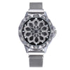 VOHE Luxury Rose Gold Watch Women Special Design 360 Degrees Rotation Diamond Dial Watches Mesh Magnet Starry Sky Ladies Watch
